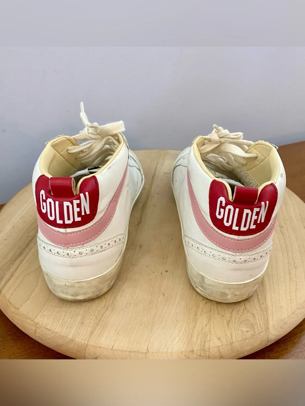 Golden Goose GGBD Mid Star White Silver Pink Red Sneakers EU 38 US 8 Authentic - Picture 16 of 17